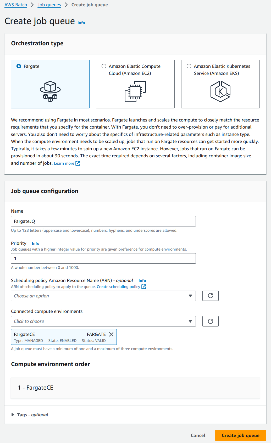 Job queue configuration. 3